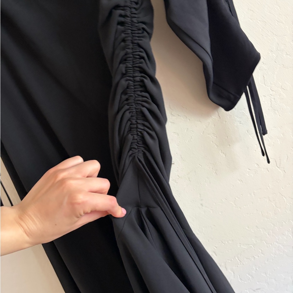 Rodarte Black Ruched Asymmetric Ruffle Dress 2XS - Picture 12 of 14